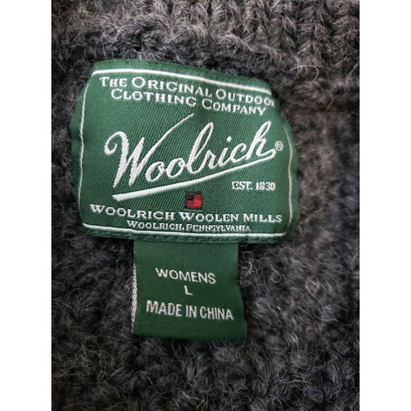 Women’s Woolrich Open Front Cardigan Gray Sweater Lg thick Wool - Picture 2 of 11